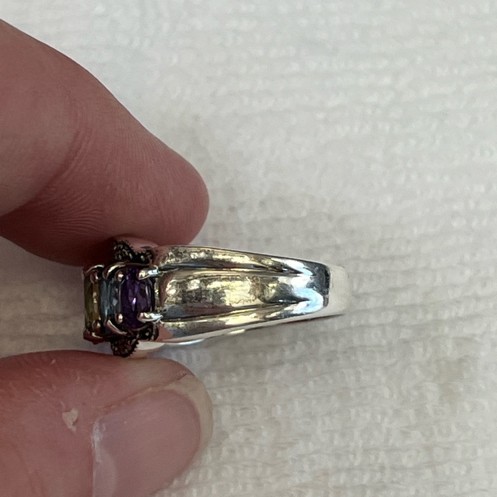Vibrant Sterling Silver Ring With Multicolor Gems… - image 4